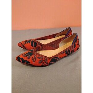 Rothy's Pink and Navy Floral Pointed Knit Flats